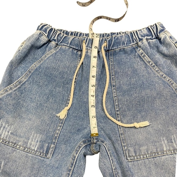 Paperbag Mid Rise Jeans Medium Wash Drawstring Pockets Size M Unbranded Denim - Picture 6 of 7